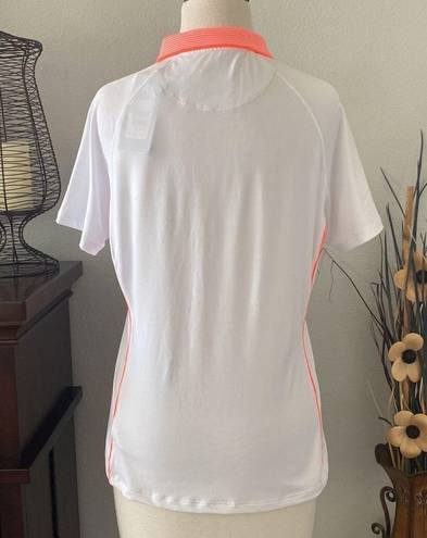 Polo Prince half zip tennis  white and orange short sleeve collared shirt M/L