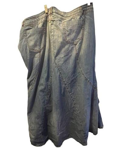 Ashley Stewart  Asymmetric High Low Denim Skirt Blue Patchwork Women's Size 28