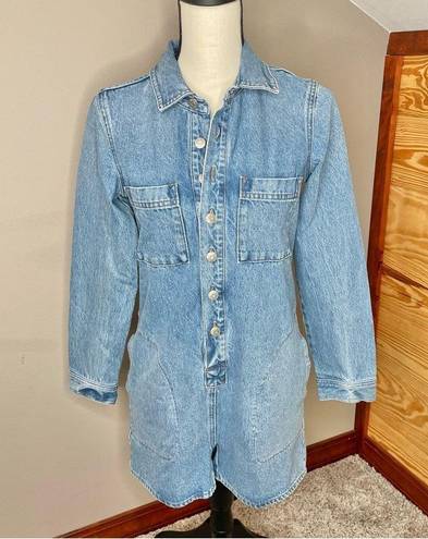 Madewell Denim Long Sleeve Romper in Burnham Wash Extra Small