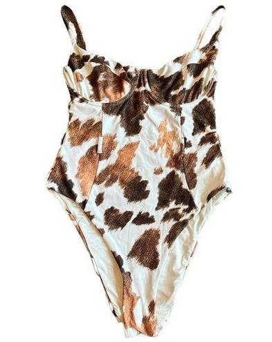 We Wore What  Danielle One Piece Cowhide Swimsuit Bathing Suit Size XS Women's