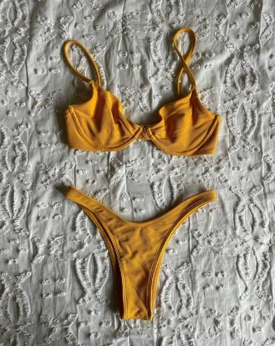 Abercrombie & Fitch XS Yellow Bikini Top and Bottom Set