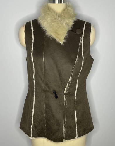 INC International Concepts Womens Night Moss Faux Suede Faux Fur Vest - Size Med