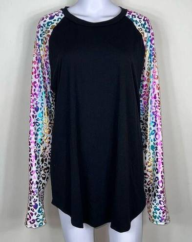 Acting Pro  Rainbow Metallic Leopard Raglan Sleeve Shirt