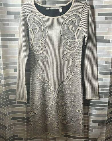 Chelsea and Violet NWT  Elegant Long Sleeve Taupe/Black Dress - Size S (15" PTP)