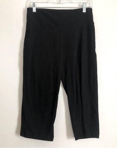 Marika Sport  BLACK WIDE CROP GOUCHO CAPRI MID-HIGH RISE LEGGINGS ATHLETIC PANTS