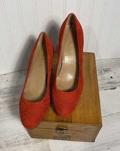 Talbots  Red Suede Shoes 2.5” Heeled Slip Ons Made In Brazil size 8B