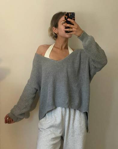 White Fox Boutique Gray Knit Oversized Sweater