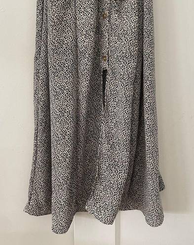 Sienna Sky Summer Dress Spag Strap Dalmatian Print Lined V-Neck Black/Cream S