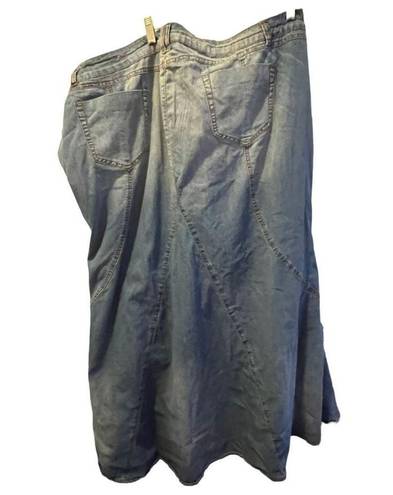 Ashley Stewart  Asymmetric High Low Denim Skirt Blue Patchwork Women's Size 28