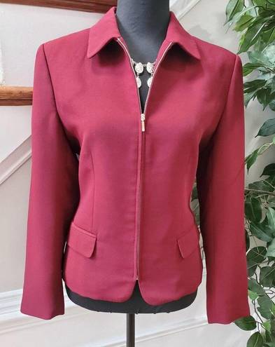 Style & Co . Women's Maroon Polyester Long Sleeve Full Zip Jacket Blazer Size 10P