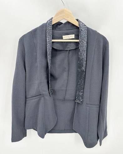 Sophie Rue  Jacket Women XS Grey Beaded Long Sleeve Hook & Eye Blazer Cotton