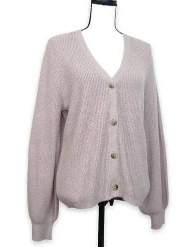 Joie  Plush Button Down Cardigan Sweater Lavendar Purple Chenille Medium Balloon