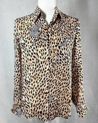 L'AGENCE L’AGENCE Cheetah Print Long Sleeve Silk Top Size XS