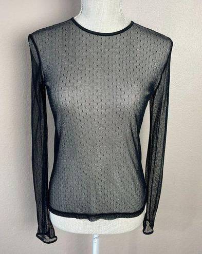 Isaac Mizrahi  Sheer Mesh Top Womens Size S Black Long Sleeve Lightweight Stretch