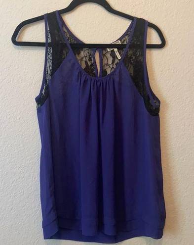 Kirra Purple Sheer Tank with Black Lace Detail