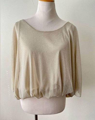 Arden B  Sparkly Blouse Slouchy Top batwing Gold Metallic Nude size S