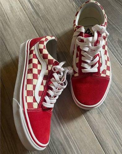 Vans Old Skool Checkerboard Red & White Size 7