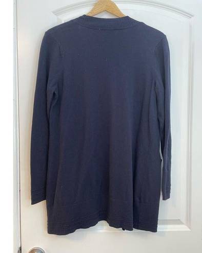 Isaac Mizrahi  Live Navy Open Front Cardigan Sweater, Size Medium