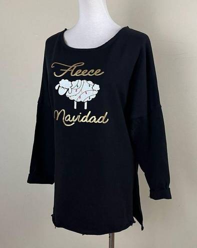 Crown & Ivy NEW Fleece Navidad Black Christmas Sweatshirt - Medium