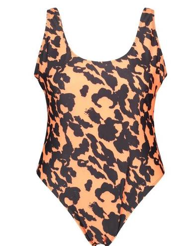 Boohoo  | NWT Orange Cheetah Print Scoop Back Plus Size Swim Suit Size 20