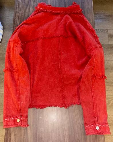 Cropped Jean Jacket Red Size L