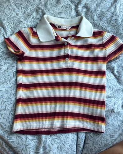 Polo Short Sleeve Striped  Button Up