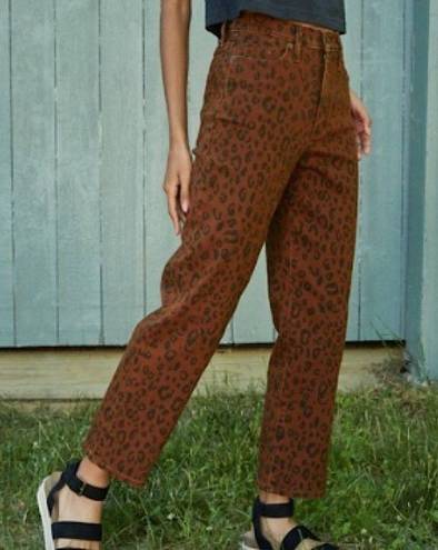 Universal Threads Womens Denim Jean 6 Leopard High Rise Ankle Baggy Straight Brown Black 90s NWT