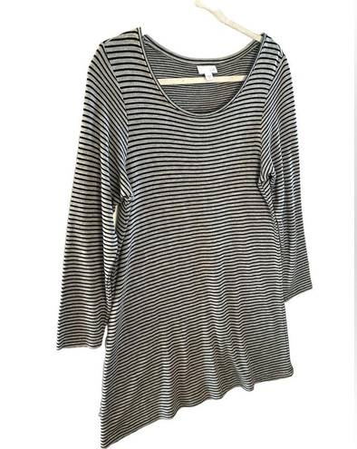 J.Jill A-line scoop neck Striped black grey Casual Long Sleeve Tee Dress Medium