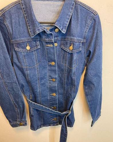 Allegra K  Long Sleeve Denim Tie Waist Belt Button Up Jacket NEW Size Medium