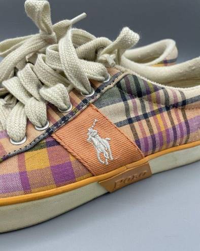 Polo  Ralph Lauren Plaid Multicolor Sneakers Madras "Gillian" 7 B