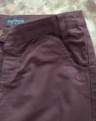 Emporio Armani New Sabrina Maroon Burgundy Cropped Slim Skinny Jeans, size 28”