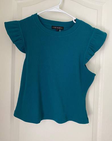 Free The Roses Teal Cap Sleeve Top