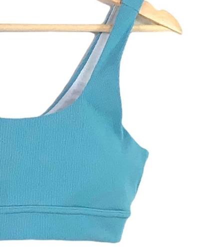 Zella  - Light Blue Ribbed Sports Bra - M