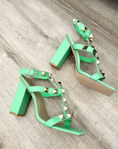 EGO New  green stud strappy heels size 9