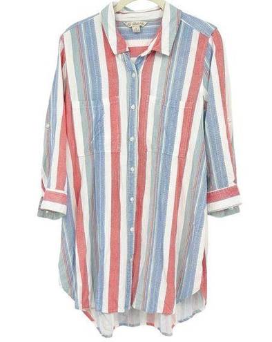 Krass&co Khakis &  Womens Striped Button Front Lightweight Long Sleeve Blouse Size S