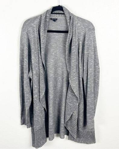 Torrid  Gray Marled Lattice Trim Long Sleeves Open Knit Cardigan, Size 3X