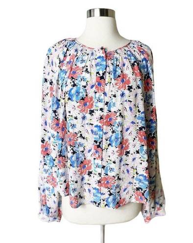 Veronica Beard  Madge Pearled Button Front Silk Floral Multi Top Blouse 10 NWT