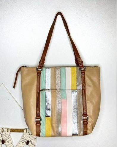 The Sak  tote bag Palermo Large Cali Mix-Leather Striped Patchwork multi color