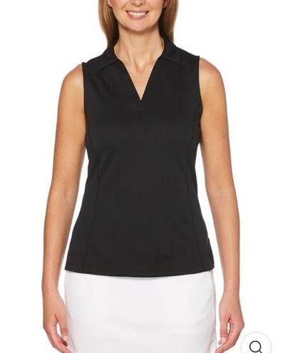 PGA Tour  Women's AirFlux Solid Black Sleeveless Golf Polo