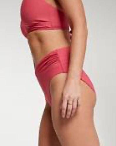 Only CALIA Women's High Waisted Shirred V Front Swim Bottoms  guava pink