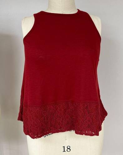 Hint of Mint Burgundy Lace Trim Tank L