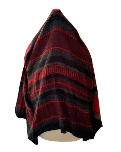 Armando Caruso Boho Red & Black Striped Knit Cape Shawl Size M