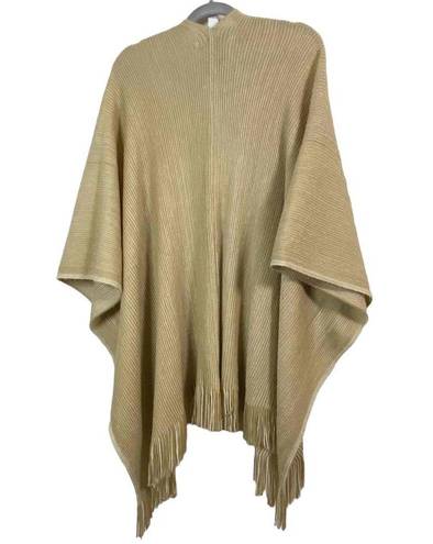 Vince Camuto  Womens Beige Tasseled‎ Poncho One Size