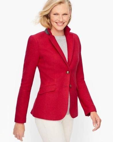 Talbots  Wool Blend Notch Collar Equestrian Holiday 2 Button Blazer Christmas red