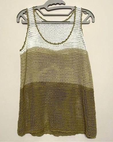 Tommy Bahama  swim cover neutral color block open knit cotton netting tank top