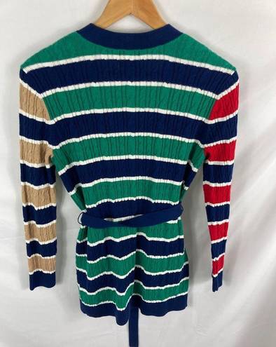 Lands'End  Cable Knit Tie Front Stripe Sweater Size XS