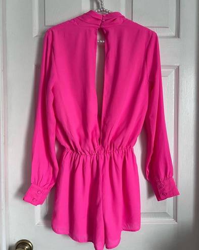 superdown kaycie drape neck romper XS Hot Pink