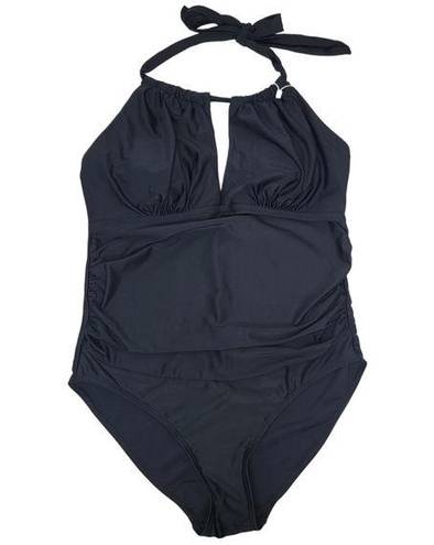 One Piece East Elegant Black Maternity Swimsuit  Keyhole Halter Medium NWT