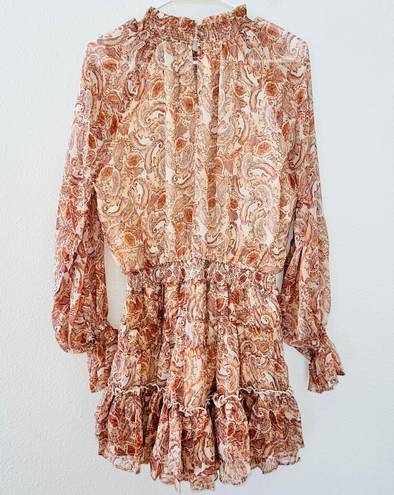 FATE. NWT Printed Highneck Long Sleeve Smocked Pullover Blouson Mini Dress