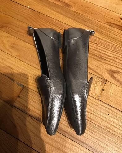 Apt. 9 Metallic Pointed Pewter Loafers Slip On Shiny Flats